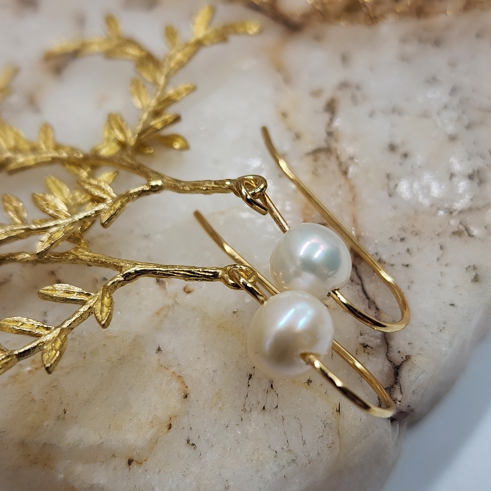 Johnny Was Jewelry Floral Lightweight Earrings 18K Gold plated Real Pearl - Picture 5 of 11